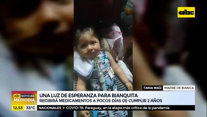 Bianca recibirá medicamento a pocos días de cumplir 2 años