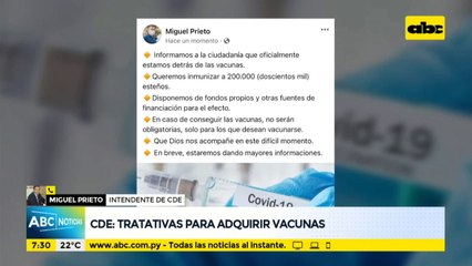 Ciudad del Este inicia tratativas para adquirir vacunas covid