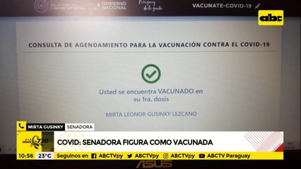 Senadora Mirta Gusinky niega haber recibido vacuna anticovid