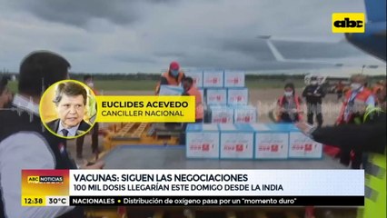 Este domingo llegarían 100.000 dosis de vacunas desde la India