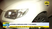 Detienen a presunta empleada infiel y a su pareja