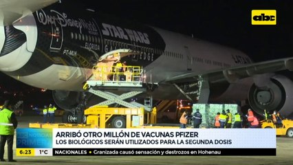 Arribó otro millón de vacunas Pfizer donado por Estados Unidos