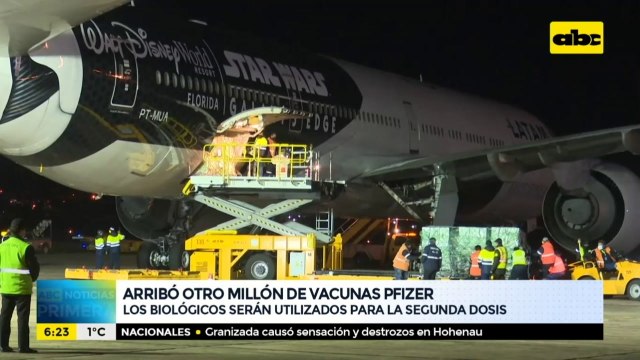 Arribó otro millón de vacunas Pfizer donado por Estados Unidos