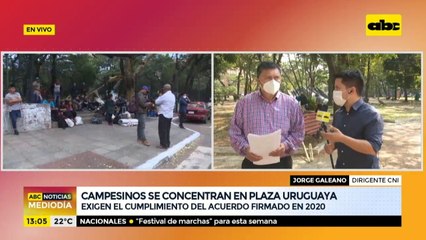 Campesinos se concentran en la Plaza Uruguaya y marcharán mañana por el microcentro asunceno