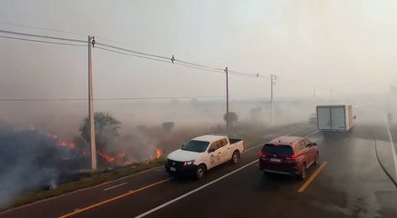 Incendio de gran magnitud en la ruta Luque- San Ber