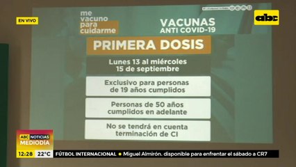 Desde el lunes, vacunación exclusiva para jóvenes de 19 años y mayores de 50