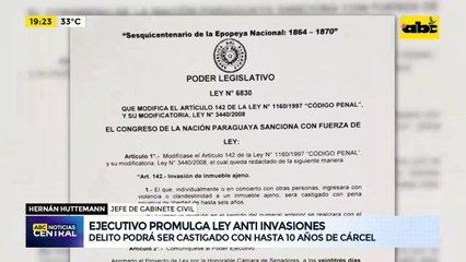 Ejecutivo promulga ley anti invasiones