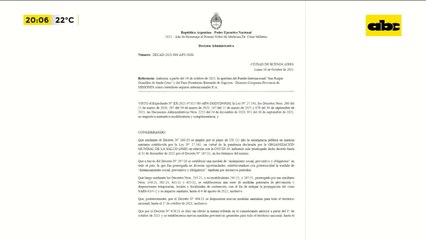 Comunicado del Gobierno Argentino sobre reapertura de fronteras