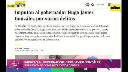 Después de seis meses imputan al Gobernador de Central Hugo Javier González