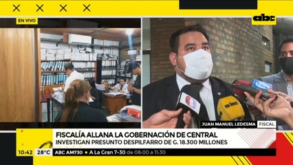 Fiscalía allana la Gobernación del departamento Central