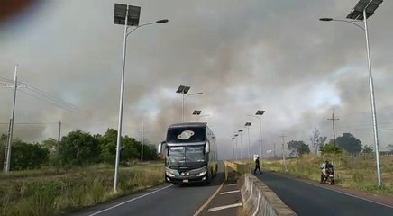Incendio de gran magnitud se registra en ruta PY01 Mariscal Francisco Solano López