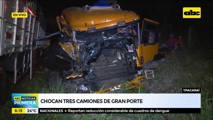Chocan tres camiones de gran porte en Ypacaraí
