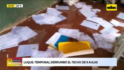 Temporal derrumbó el techo de nueve aulas de una escuela en Luque
