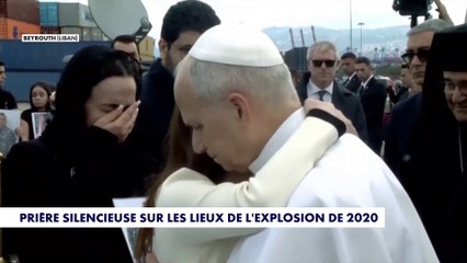 Le pape Léon XIV sur le lieu de l'explosion du port de Beyrouth au Liban