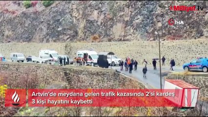 Artvin’de katliam gibi kaza! Araç bariyeri aşıp alt yola düştü: 3 ölü