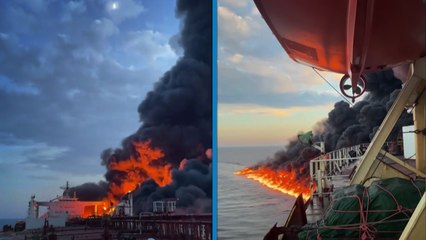 Karadeniz'de vurulan Kairos gemisinden mürettebatın çektiği görüntüler ortaya çıktı