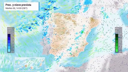 El paso de un frente frío repartirá lluvias y nieve