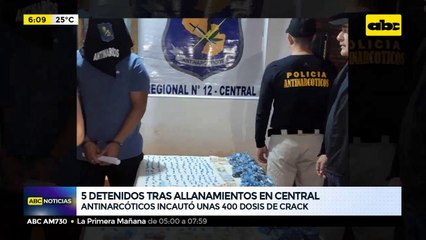 Cinco detenidos tras allanamientos en Central
