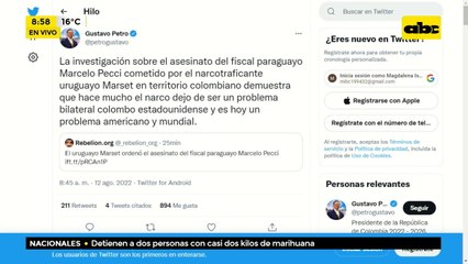 Gustavo Petro, presidente de Colombia, confirma que Sebastián Marset ordenó asesinar al fiscal Marcelo Pecci
