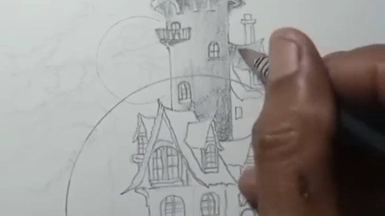 Stunning artwork shows an artist transforming blank paper into a realistic witch illustration