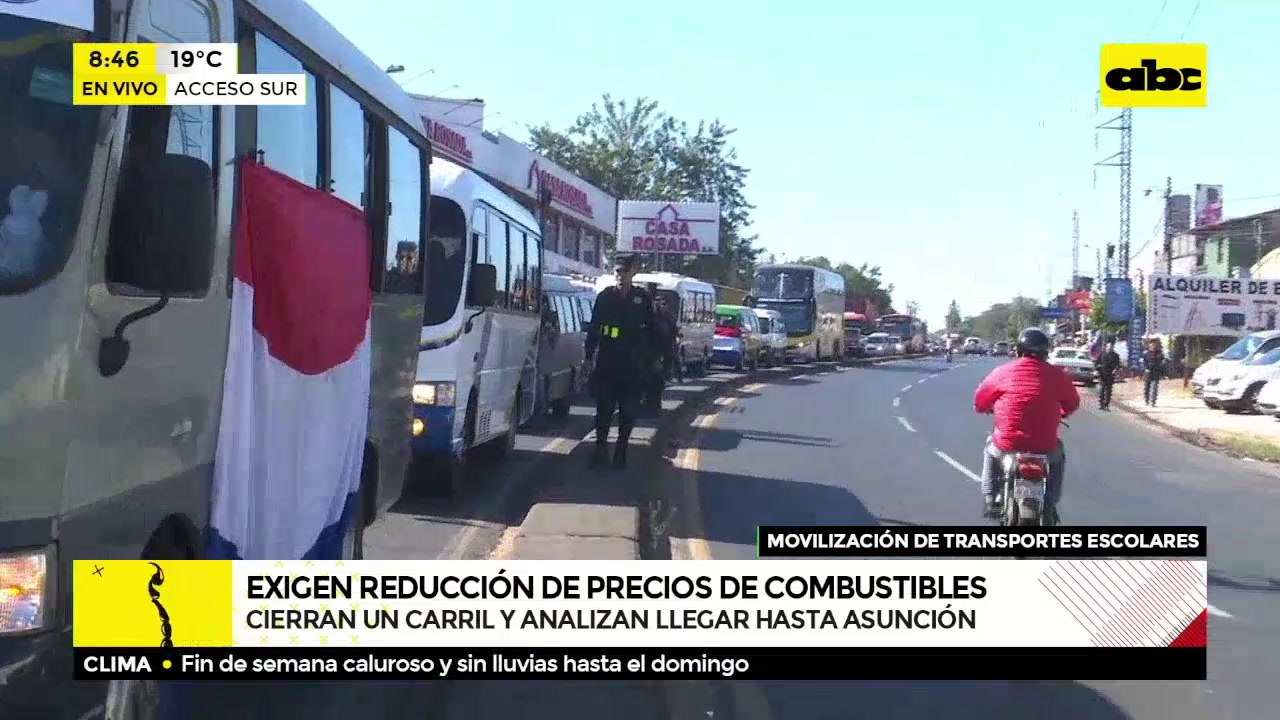 Transportistas escolares bloquean Acceso Sur y analizan “sitiar” Asunción junto a camioneros