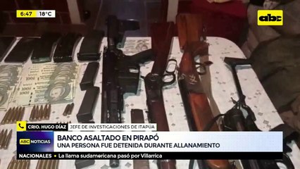 Asalto en banco de Pirapó: Dos personas detenidas tras serie de allanamientos