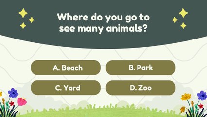 Green and Yellow Playful Animals Quiz Animation Video