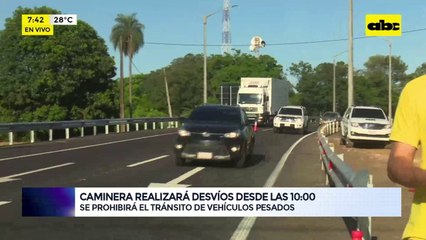 Caminera realizará desvíos
