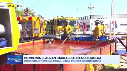 Bomberos realizan simulacro en la costanera