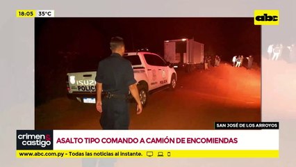 Asalto tipo comando a camión de encomiendas