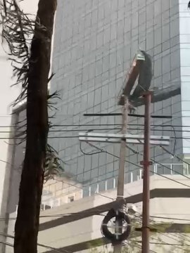 Un trabajador quedó colgado del andamio tras fuertes vientos
