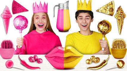 Crazy Food Challenges! One-color Meal and No-hands Eating!