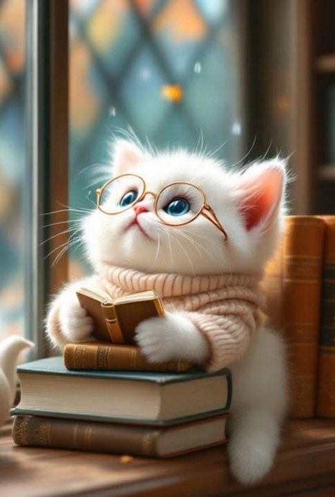cute kitten reading book with friend....🤣😃🤣😃