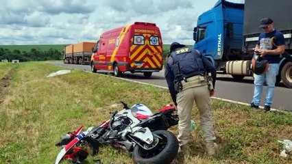 Motociclista perde controle e se acidenta na BR-163, em Cascavel