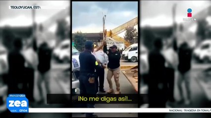 Policía municipal de Teoloyucan agrede físicamente a conductor de transporte público