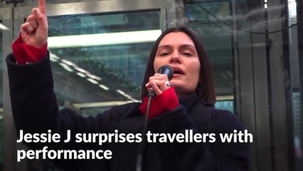 Jessie J surprises travellers with performance at London train station