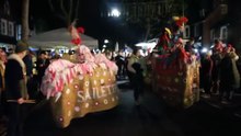 Hobby horses perform during Minehead's Christmas lights switch-on evening, filmed by George Ody