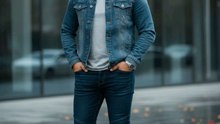 "Casual vibes 💁‍♂️! Caught in the moment 🌟 with this stylish fella rocking a denim jacket 🛍️, dark jeans 👖, and crisp white kicks 👟. Autumn leaves 🍁 scattered around on a sleek urban backdrop 🌆. #CasualChic #AutumnVibes #StreetStyle #DenimLove"
