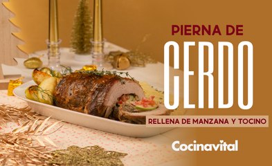 Receta Pierna de cerdo rellena de manzana y tocino