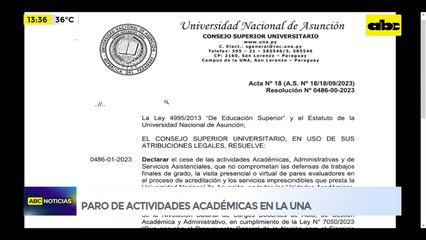 Paro general en la UNA: desde el martes 19 hasta el miércoles 20