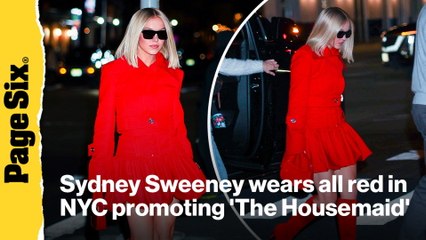 Sydney Sweeney brings the heat in head-to-toe red promoting 'The Housemaid' in NYC
