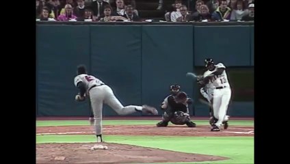 Terry Pendleton (ATL ) makes a diving stop and throw to rob Jose Lind of a hit (NLCS Game 7)