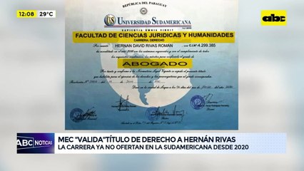Video: MEC “valida” título de derecho a Hernán Rivas