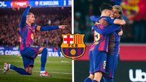 Jugadores del Barcelona celebran la importante victoria sobre el Atlético de Madrid