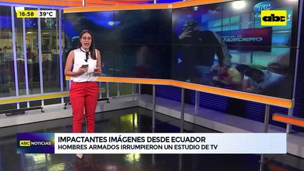 Impactantes imágenes desde Ecuador: hombres armados irrumpieron un estudio de tv