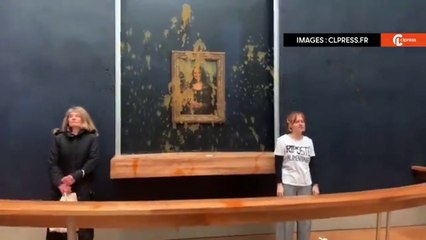 Activistas climáticas arrojan sopa al cristal de la Mona Lisa en Francia