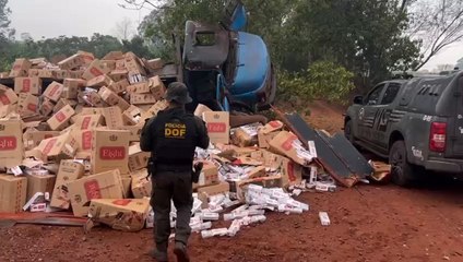 Volcó en Brasil camión que llevaba cigarrillos paraguayos de contrabando