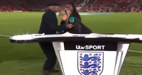 Laura Woods collapses during ITV's coverage of England Women friendly