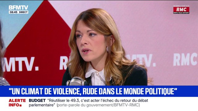 Maud Bregeon, porte-parole du gouvernement: Je remarque un climat de violence extrêmement rude dans le monde politique