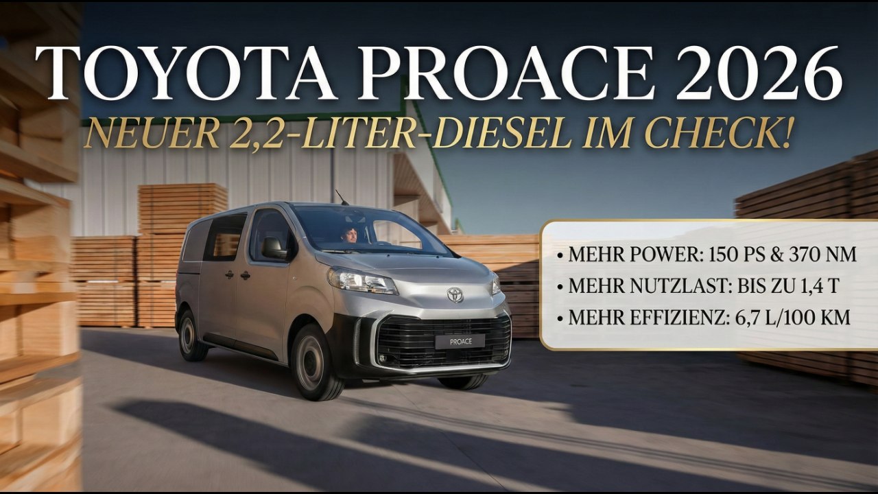 Toyota Proace 2026 mit 150 PS & 370 NM für den Arbeitsalltag